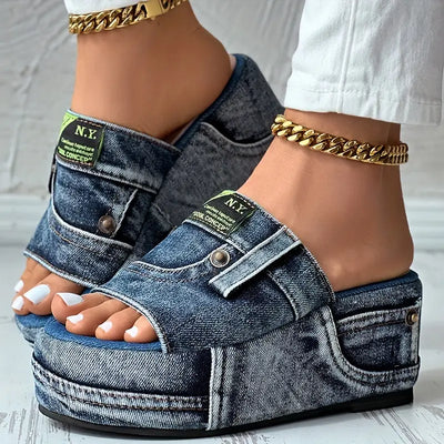 Denim Platform Sandals