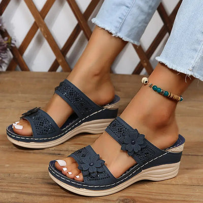 Blossom Embellished Wedge Sandals