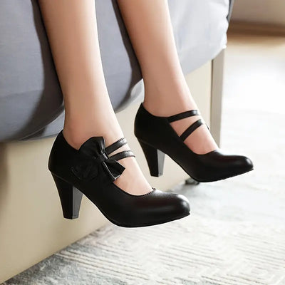 Bow Strap Heeled Pumps