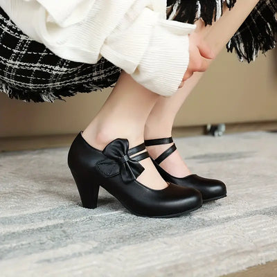 Bow Strap Heeled Pumps