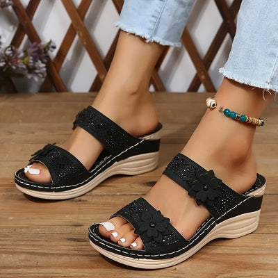 Blossom Embellished Wedge Sandals