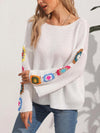 Embroidered Crochet Knit Pullover