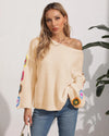 Embroidered Crochet Knit Pullover